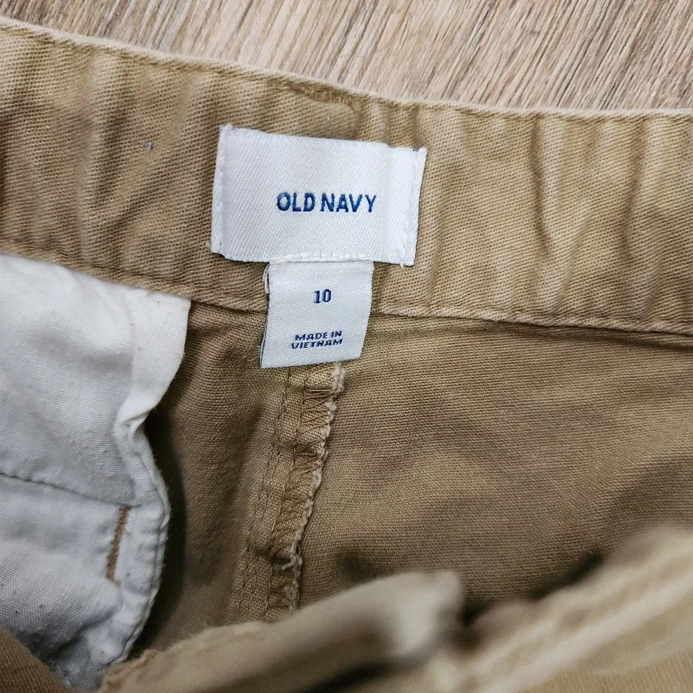 Old Navy Boys Khaki Chino Shorts Tan School Uniform Size 10 Cotton Twill